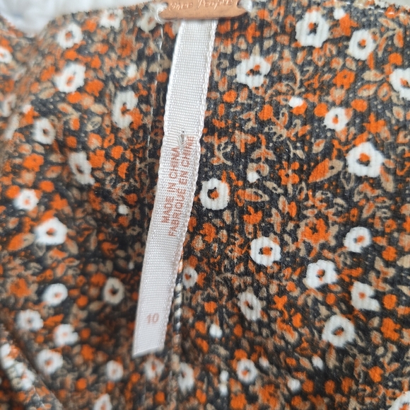 Free People Call Me Cord  Brown Floral Mini Dress Button Front Boho Size 10 NWT - Picture 9 of 13